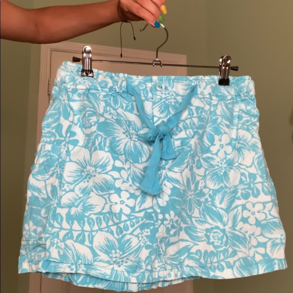 Blue Floral Print mini skirt